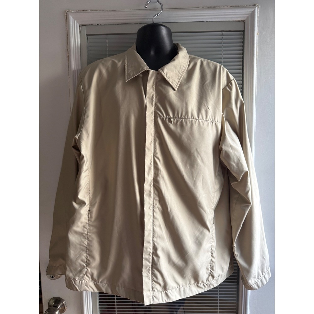 Rainforest Jacket Mens Large Tan Beige Lightweight Zip Front Minimalist